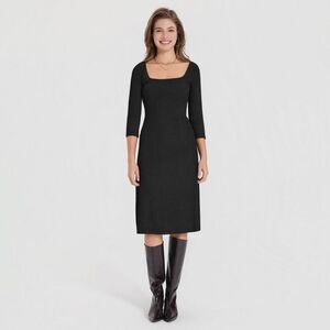 A New Day - Women's 3/4 Sleeve Textured Tunic Dress - A New Da Black
